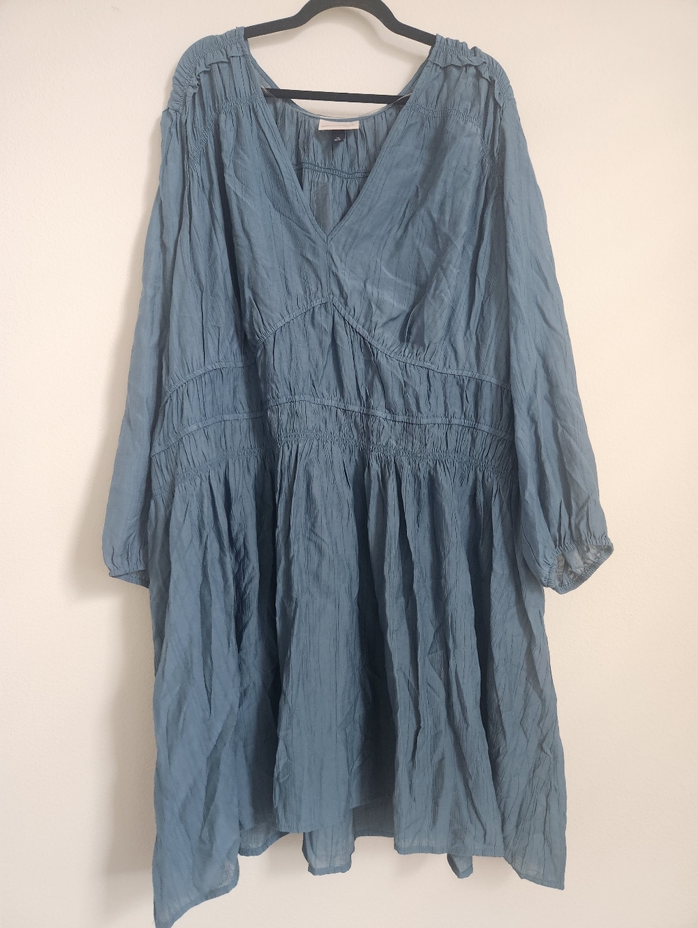 Universal Thread Women's Long Sleeve Smocked Ruffle Mini A-Line Dress Blue 4X